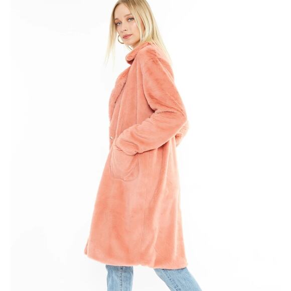 4SI3NNA Hallie Faux Fur Coat in Peach NWOT Small - Picture 2 of 12